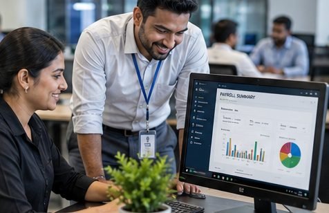 A File It Easy adviser walking a client through a monthly returns summary on screen